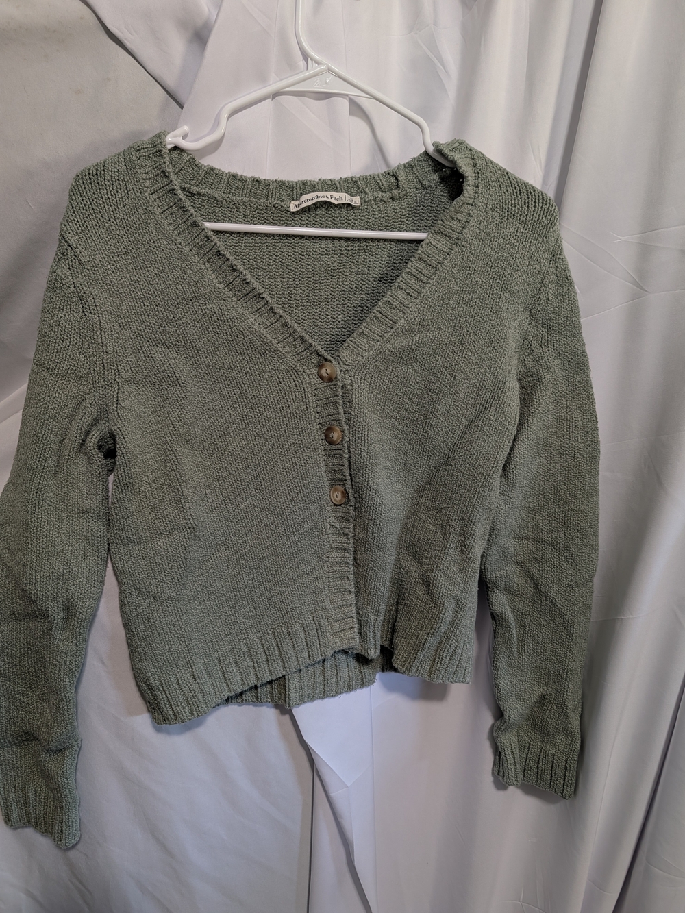 Abercrombie & Fitch Sage Green V-Neck Button Front Cardigan